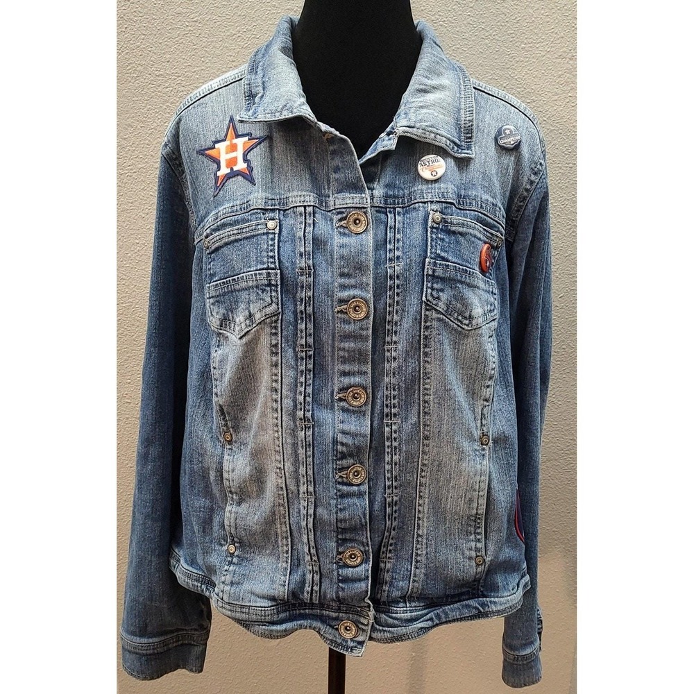 Houston Astros Adult Plus Size 1X Denim  Baseball Jean Jacket MLB Original B18